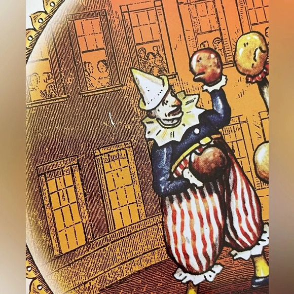 Restoration Hardware 10” Retro Metal Circus Theme Plates With Container and Lid - Picture 9 of 11